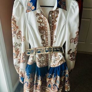 Elegant Long Sleeve Paisley Dress